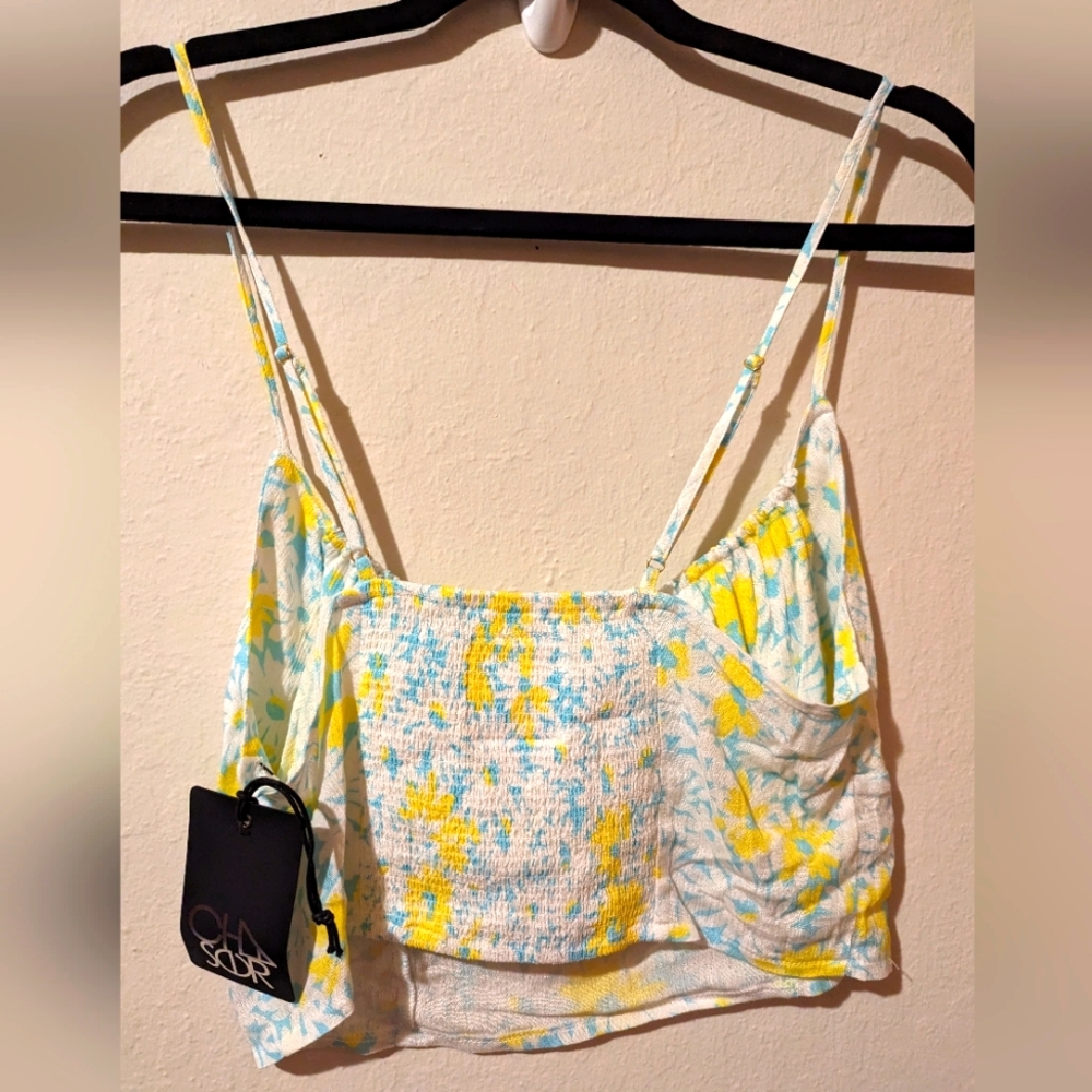 Chaser Alana Tank Top - Baby Blue Daisy Floral NWT size Small - Picture 6 of 7